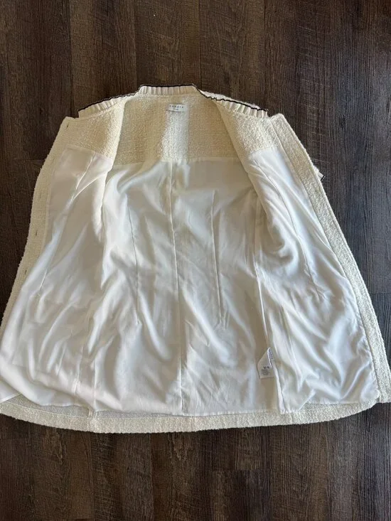 Sandro Molly Tweed Patch Pocket Minidress in Ecru - Size EU 36 - Picture 3 of 10